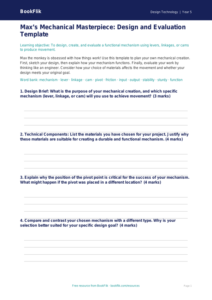 Free Mechanisms Template | Year 5 Greater Depth | BookFlik