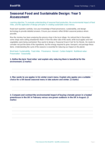 Free Seasonal Food Assessment | Year 5 Greater Depth | BookFlik