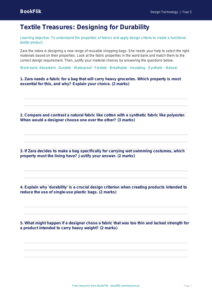 Free Textiles Activity Sheet | Year 5 Greater Depth | BookFlik