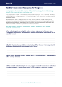 Free Textiles Worksheet | Year 5 Greater Depth | BookFlik