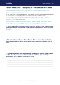 Free Textiles Writing Frame | Year 5 Greater Depth | BookFlik