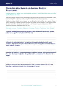 Free Adjectives Assessment | Year 5 Greater Depth | BookFlik