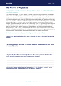 Free Adjectives Comprehension | Year 5 Greater Depth | BookFlik