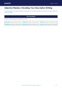 Free Adjectives Word Mat | Year 5 Greater Depth | BookFlik