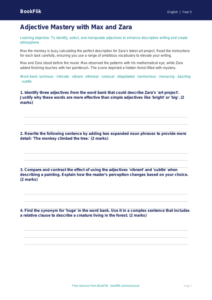 Free Adjectives Worksheet | Year 5 Greater Depth | BookFlik