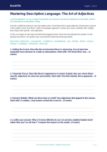 Free Adjectives Writing Frame | Year 5 Greater Depth | BookFlik
