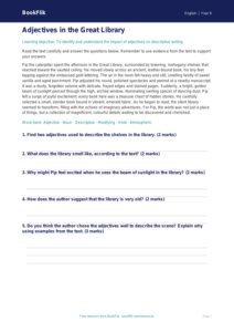 Free Adjectives Comprehension | Year 6 Core | BookFlik