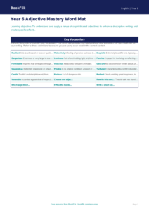 Free Adjectives Word Mat | Year 6 Core | BookFlik