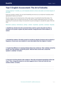 Free Adverbs Assessment | Year 5 Greater Depth | BookFlik