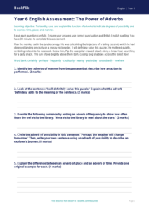 Free Adverbs Assessment | Year 6 Core | BookFlik