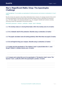 Free Apostrophes Activity Sheet | Year 5 Greater Depth | BookFlik
