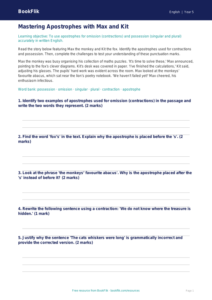 Free Apostrophes Track Sheet | Year 5 Greater Depth | BookFlik