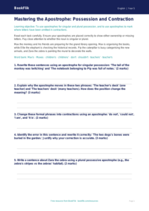 Free Apostrophes Worksheet | Year 5 Greater Depth | BookFlik