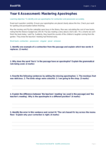 Free Apostrophes Assessment | Year 6 Core | BookFlik