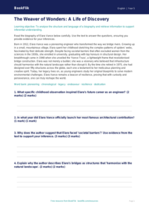 Free Biography Comprehension | Year 5 Greater Depth | BookFlik