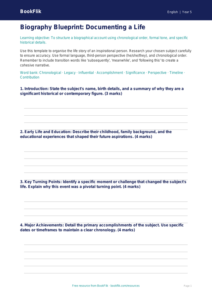 Free Biography Template | Year 5 Greater Depth | BookFlik
