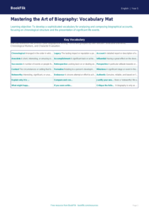 Free Biography Word Mat | Year 5 Greater Depth | BookFlik