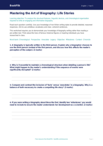 Free Biography Worksheet | Year 5 Greater Depth | BookFlik