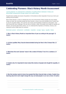 Free Black History Month Assessment | Year 3 Core | BookFlik