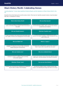Free Black History Month Flashcards | Year 3 Core | BookFlik