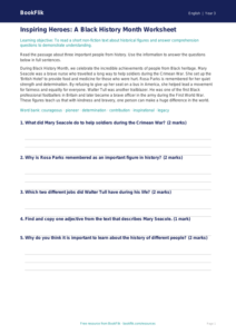 Free Black History Month Track Sheet | Year 3 Core | BookFlik
