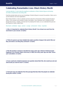 Free Black History Month Worksheet | Year 3 Core | BookFlik