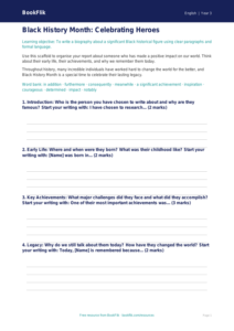 Free Black History Month Writing Frame | Year 3 Core | BookFlik