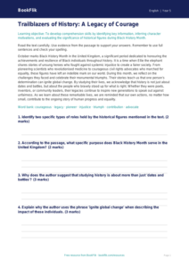 Free Black History Month Comprehension | Year 5 Greater Depth | BookFlik