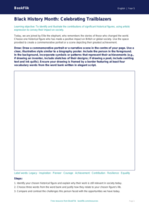Free Black History Month Drawing Sheet | Year 5 Greater Depth | BookFlik