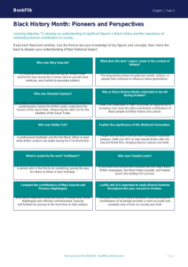 Free Black History Month Flashcards | Year 5 Greater Depth | BookFlik