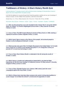 Free Black History Month Quiz | Year 5 Greater Depth | BookFlik