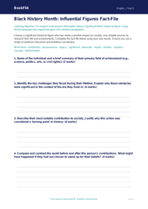 Free Black History Month Template | Year 5 Greater Depth | BookFlik