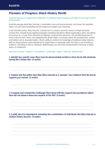 Free Black History Month Track Sheet | Year 5 Greater Depth | BookFlik