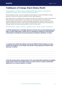 Free Black History Month Worksheet | Year 5 Greater Depth | BookFlik