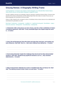 Free Black History Month Writing Frame | Year 5 Greater Depth | BookFlik