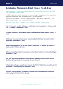 Free Black History Month Quiz | Year 6 Core | BookFlik