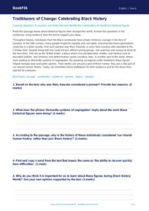 Free Black History Month Track Sheet | Year 6 Core | BookFlik