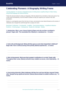 Free Black History Month Writing Frame | Year 6 Core | BookFlik