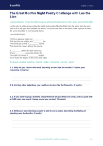 Free Bonfire Night Activity Sheet | Year 3 Core | BookFlik