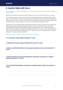 Free Bonfire Night Comprehension | Year 3 Core | BookFlik