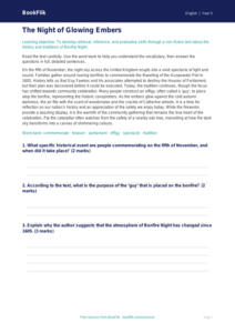 Free Bonfire Night Comprehension | Year 5 Greater Depth | BookFlik