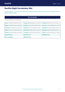 Free Bonfire Night Word Mat | Year 6 Core | BookFlik