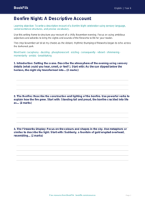 Free Bonfire Night Writing Frame | Year 6 Core | BookFlik