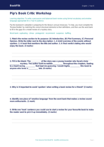 Free Book Review Activity Sheet | Year 6 Core | BookFlik