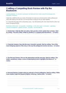 Free Book Review Writing Frame | Year 6 Core | BookFlik