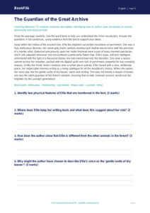 Free Character Description Comprehension | Year 5 Greater Depth | BookFlik