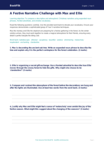 Free Christmas Story Worksheet | Year 5 Greater Depth | BookFlik
