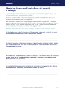 Free Colons And Semicolons Assessment | Year 5 Greater Depth | BookFlik