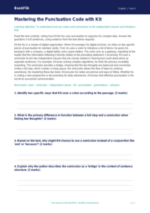 Free Colons And Semicolons Comprehension | Year 5 Greater Depth | BookFlik