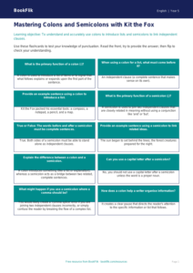 Free Colons And Semicolons Flashcards | Year 5 Greater Depth | BookFlik